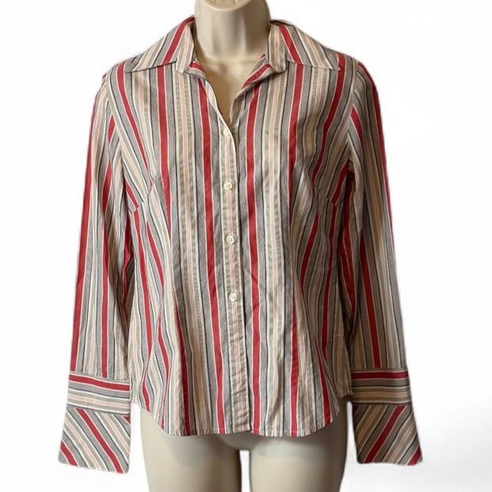 Vintage Y2K Ann Taylor Loft Striped Button Down Top, Women's Size XS